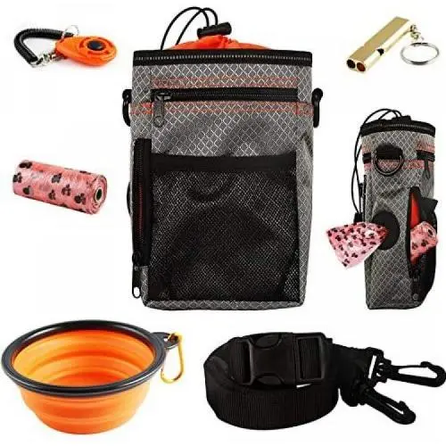 EDUPLINK Dog Treat Training Pouch Dog Training kit Large Capacity Easily Carries Pet Toys Kibble Treats Built-in Poop Bag Dispenser Easy to Clean Waterproof 4 Wearing Way