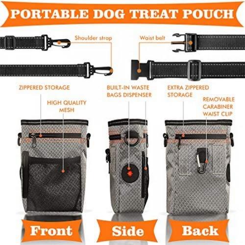 EDUPLINK Dog Treat Training Pouch Dog Training kit Large Capacity Easily Carries Pet Toys Kibble Treats Built-in Poop Bag Dispenser Easy to Clean Waterproof 4 Wearing Way