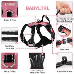 BABYLTRL Big Dog Harness No Pull Adjustable Pet Reflective Oxford Soft Vest for Large Dogs Easy Control Harness (L, Pink)