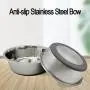 2pcs Stainless Steel Pet Bowl with Anti-Slip Rubber foot, Removable Dish Feeder for Rabbit Bird Cat Dog Food Water Bowl