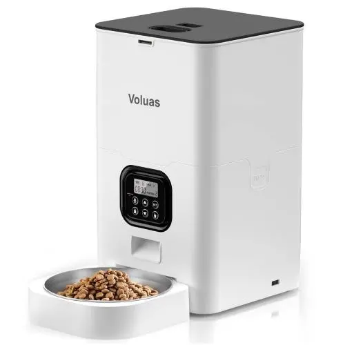 New Automatic Cat Feeder 4L,6L and 6L/2D Pet Feeder Dog Food Dispenser with Time and Meal Size Programmable, LCD Display and Meal Call Recorder Up to 4 Meals A Day