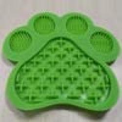 Paw Shape Pet Dog Lick Mat Slow Feeder Bowl with Suction Cups (Green)