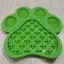 Paw Shape Pet Dog Lick Mat Slow Feeder Bowl with Suction Cups (Green)