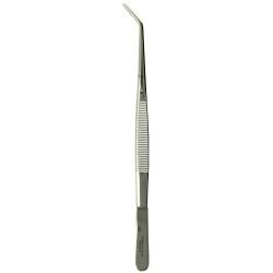 Tamsco Tweezers 8-Inch Angled Stainless Steel Angled Tip Serrated