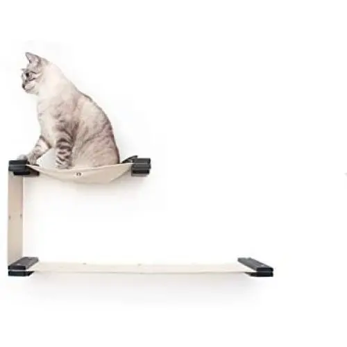 CatastrophiCreations Cat Double Decker Wall Mounted Lounge and Play Furniture Cat Tree Shelves - Onyx/Natural, One Size CatastrophiCreations Cat Double Decker Wall Mounted Lounge and Play Furniture Cat Tree Shelves - Onyx/Natural, One Size