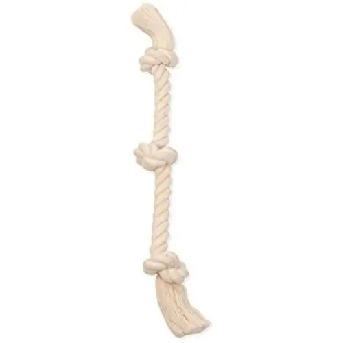 Mammoth Flossy Chews 100-Percent Cotton White 3-Knot Rope Tug Mammoth Flossy Chews 100-Percent Cotton White 3-Knot Rope Tug