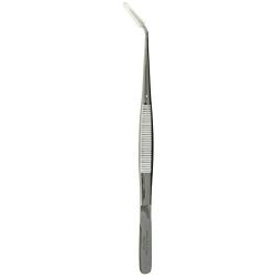 Tamsco 6-Inch Angled Tweezers Stainless Steel Angled Tip Serrated Tip