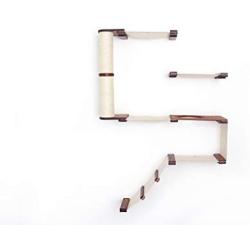 CatastrophiCreations Deluxe Cat Fort Wall Mounted Lounge, Climb and Play Furniture Cat Tree Shelves - English Chestnut/Natural, One Size