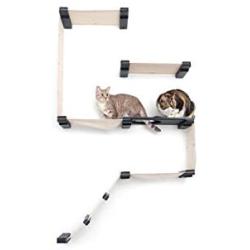 CatastrophiCreations Fort Set - Multiple-Level Cat Hammock & Climbing Activity Center Wall-Mounted Cat Tree Shelves (