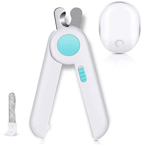 Dr. Dakota Pet Nail Clippers for Cats and Dogs with LED Light Avoid Over-Cutting Nail Trimmer Free Nail File and Razor Sharp Blade Anti Slip Ergonomic Design - Safe for Small Animals…