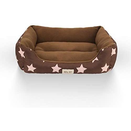 HZBOYA Self-Warming Pet Bed for Small Dogs and Cats Rectangle Nest Square House Enjoy Sleep, Machine Washable Sofa Cover Pink Star
