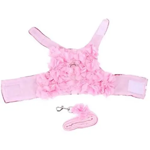 POPETPOP Dog Leash and Harness for Girls,Cute Dog Flower Harness Waking Vest Harness and Pet Leash for Halloween Wedding Cat Puppy Girl POPETPOP Dog Leash and Harness for Girls,Cute Dog Flower Harness Waking Vest Harness and Pet Leash for Halloween Wedding Cat Puppy Girl