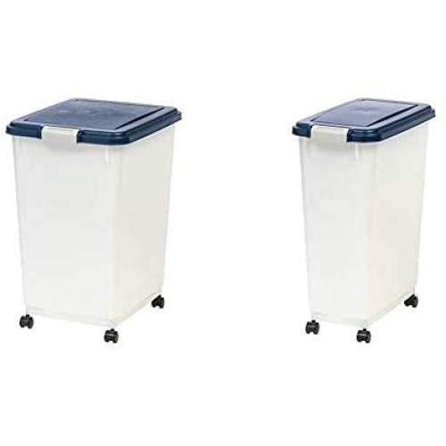 IRIS Airtight Pet Food Container, Navy/Pearl