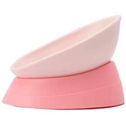 JWPC Bulldog Bowl Anti-Slip Dog Cat Dish Detachable Rubber Dog Bowl Pet Sterile Tilted Pet Feeder Slope Base,Pink