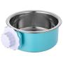 WeTest Crate Dog Bowl-Stainless Steel Removable Hanging Food Water Bowl Cage Coop Cup for Pet,Blue (LJ-ZLK-110808)