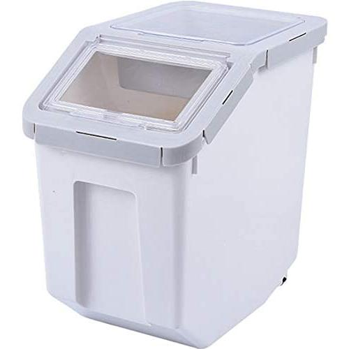 Pearlead Pet Food Container Flip Lid 22 lb 100-Cup Large Storage Airtight Cereal Dog Cat Bird Seed Rice Storage Box Waterproof Moisture-Proof Container with Compartment & Measuring Cup & Pulley