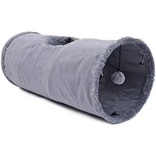 Primst Collapsible Cat Tunnel,Durable Suede Pet Toys Play Tunnel with Ball and Hole,for Cats,Rabbits,Kittens,Puppy and Small Pets