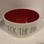 Rae Dunn DECK THE PAWS Dog pet bowl - red interior - 6 inches - ceramic