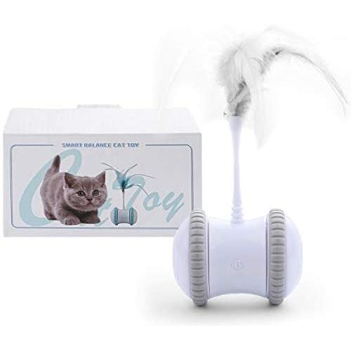 GANCHUN Interactive Robotic Cat Toys, Automatic Rotating Cat Toy with Colorful LED Lights USB Rechargeable Electronic Ball Cat Toy for Pets Kitten Kitty
