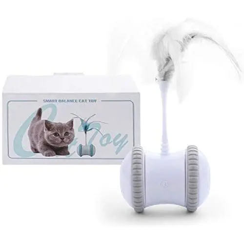 GANCHUN Interactive Robotic Cat Toys, Automatic Rotating Cat Toy with Colorful LED Lights USB Rechargeable Electronic Ball Cat Toy for Pets Kitten Kitty