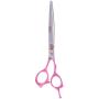ShearsDirect Japanese 440C Off Set Handle Design Cutting Shears with Pink Rubber Grip Handle and Adjustable Tension Knob, 8.0-Inch