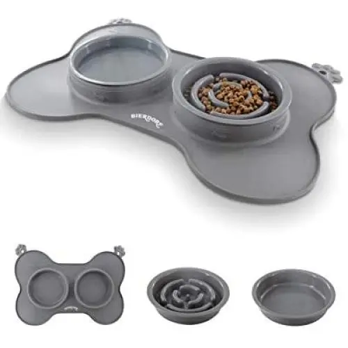 BIERDORF Dog Bowls Slow Feeder Dog Food Bowl Fun Feeder Eco-Friendly Non-Toxic No Choking Healthy Design Bowl with Silicone Mat Water Bowl for Dogs Cats and Pets BIERDORF Dog Bowls Slow Feeder Dog Food Bowl Fun Feeder Eco-Friendly Non-Toxic No Choking Healthy Design Bowl with Silicone Mat Water Bowl for Dogs Cats and Pets