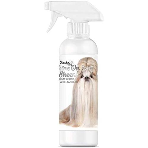 The Blissful Dog Shine-On + Sheen Coat Spray, All Natural Leave in Conditioner and Detangler for Your Dog