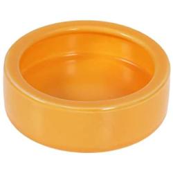 POPETPOP Pet Bowl Anti-Escape Ceramics Food Round Basin Feeding Water Bowl Turtle Gecko Chameleon Small Animals Size M (Orange)
