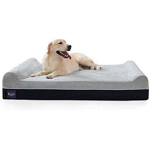 Laifug Orthopedic Memory Foam Extra Large Dog Bed with Pillow and Durable Water Proof Liner & Removable Washable Cover & Smart Design & Free Dog Comb