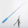 Bird Feathery Design Telescopic Rod Teaser Wand Pet Cat Kitten Scratch Catcher Toy with Bell Funny Long Plush Replacement