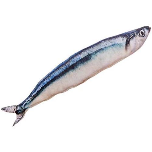 ocijf179 Cats Toy Pet Cats Artificial Plush Fish Shaped Catnip Dental Teeth Care Clean Chewing Toy - S Blue Saury