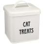 Pethiy Dog Food and Treats Containers Set with Scoop for Dogs-Vintage White Powder-Coated Carbon Steel - Tight Fitting Lids - Storage Canister Tins Small