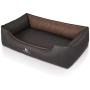 Knuffelwuff Laser-Quilted Artificial Leather Orthopaedic Dog Bed Outback M-L Small 85 x 63cm Black/Brown