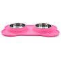 Super Design Stainless Steel Water Food Bowls in Non-Skid & No Spill Silicone Mat,for Small Dogs or Cats, Small, Pink