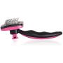 Mile High Life Self-Cleaning Slicker Grooming Dogs Cats Brush | Under Coat Rake for Loose Fur | Long Short Haired Pet | Blue Pink Color | Comfy Message Head Relaxation | Push Button for Easy Clean