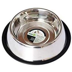 Iconic Pet 12 Cup Stainless Steel Non-Skid Pet Bowl for Dog or Cat (2 Pack)