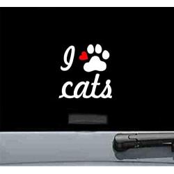 Lplpol I Love Cats with Cat Paw Vinyl Decal Sticker Pet Kitten Bowl Food Paw Print