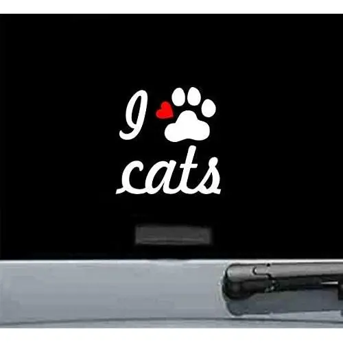 Lplpol I Love Cats with Cat Paw Vinyl Decal Sticker Pet Kitten Bowl Food Paw Print Lplpol I Love Cats with Cat Paw Vinyl Decal Sticker Pet Kitten Bowl Food Paw Print