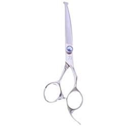 ShearsDirect Japanese 440C Cutting Shear Ball Tip with Anatomic Handle with Blue Gem Stone Tension, 6.5-Inch
