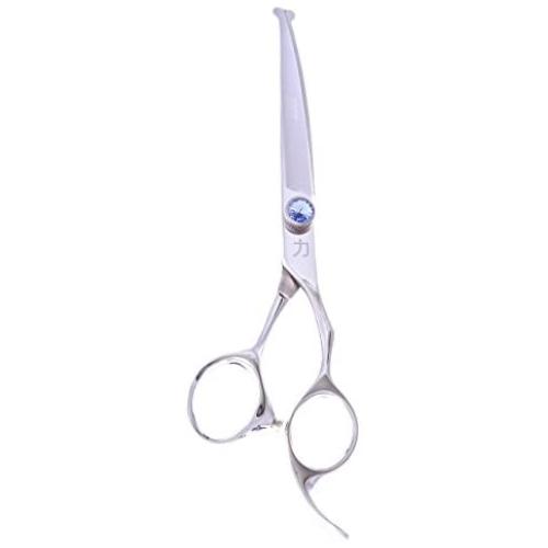 ShearsDirect Japanese 440C Cutting Shear Ball Tip with Anatomic Handle with Blue Gem Stone Tension, 6.5-Inch