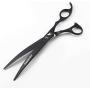 Freelander Pet Grooming Scissors Kit 8 inches Dog Grooming Set Black Used for Dog or Cat with Cutting Scissors, Thinning Shear, Curved Scissors, Grooming Comb