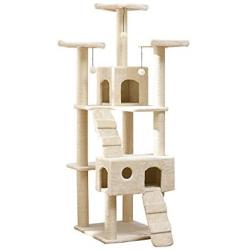 Cat Tree, Cat Tower, 67.3 inches Multi-Level Kitten Play House Furniture, with 2 Spacious Condo, Sisal Scratching Posts and Dangling Balls, for Cat Indoor Relaxing