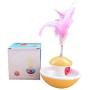 Studyset Interactive Cat Toy,Funny Rolling Scratching Ball Tumbler Interactive Toy with Feather for Pet Cat Yellow L