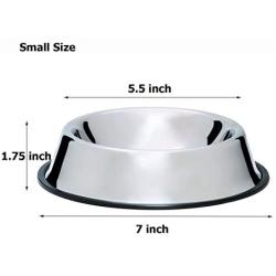 Mlife Stainless Steel Dog Bowl with Rubber Base for Small/Medium/Large Dogs, Pets Feeder Bowl and Water Bowl Perfect Choice (Set of 2)