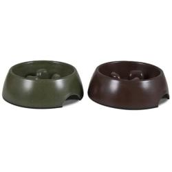 Petmate 23356 Eco Slow Pet Feeding Bowl, Large, Earth Brown/Forrest Green(Assorted)