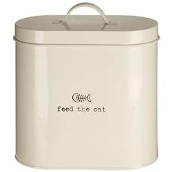 Premier Housewares Adore Pets Feed The Cat Food Storage Bin with Spoon, 2.8 L - Cream