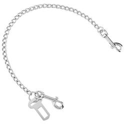 Mogoko Stainless Steel No chew Dog Car Seat Belt, Pet Vehicle Safety Restraint Cable, Heavy Duty Big Canine Dog Car Leash Strap with Double Clip and Latch Attachment