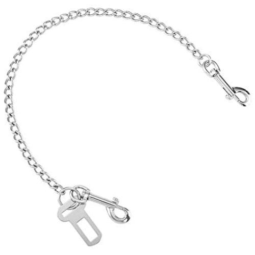Mogoko Stainless Steel No chew Dog Car Seat Belt, Pet Vehicle Safety Restraint Cable, Heavy Duty Big Canine Dog Car Leash Strap with Double Clip and Latch Attachment