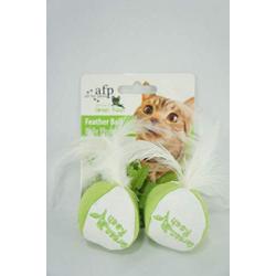 AFP Green Rush Feather Ball Catnip Cat Toy, 12 g, 2-Piece