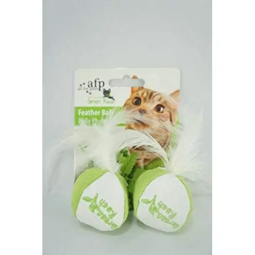 AFP Green Rush Feather Ball Catnip Cat Toy, 12 g, 2-Piece AFP Green Rush Feather Ball Catnip Cat Toy, 12 g, 2-Piece